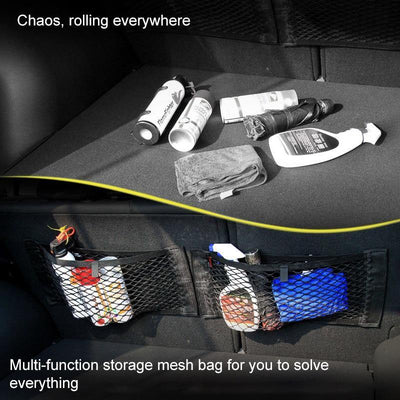 Car Back Rear Mesh Trunk Seat Elastic String Net Magic Sticker Universal Storage Bag Pocket Cage Auto Organizer Seat Back Bag - OhanaGadget